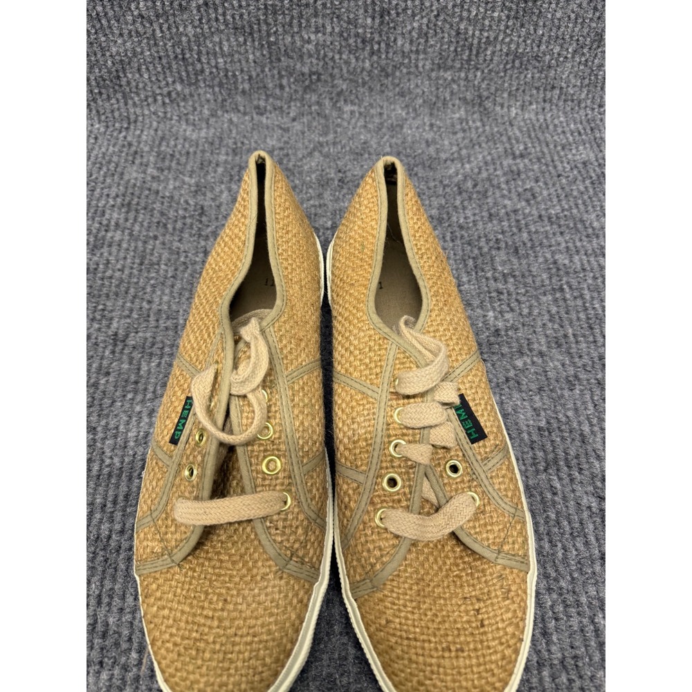 Hemp Tan Woven Canvas Low Top Lace Up Sneakers Mens 11 Eco Friendly Casual Shoes
